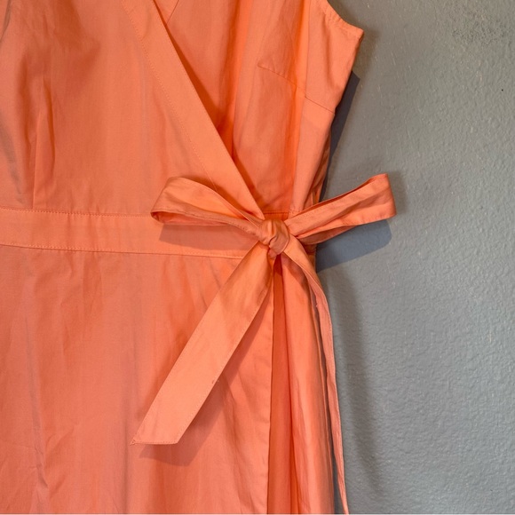 NWT Talbots Petite Coral V-Neck Poplin Functional Wrap Midi Dress Size 2P Preppy - Picture 12 of 16